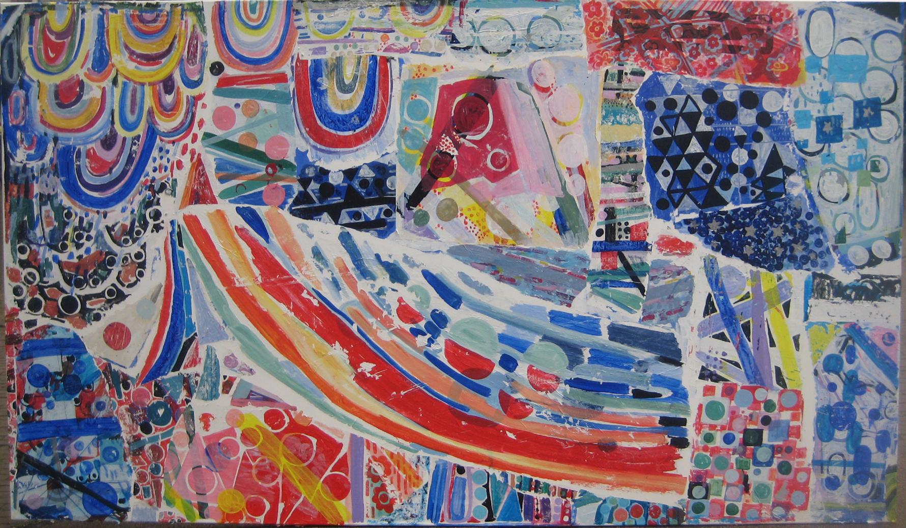 Nina Bovasso Abstract Painting - Horizontal Transfer Painting 2013