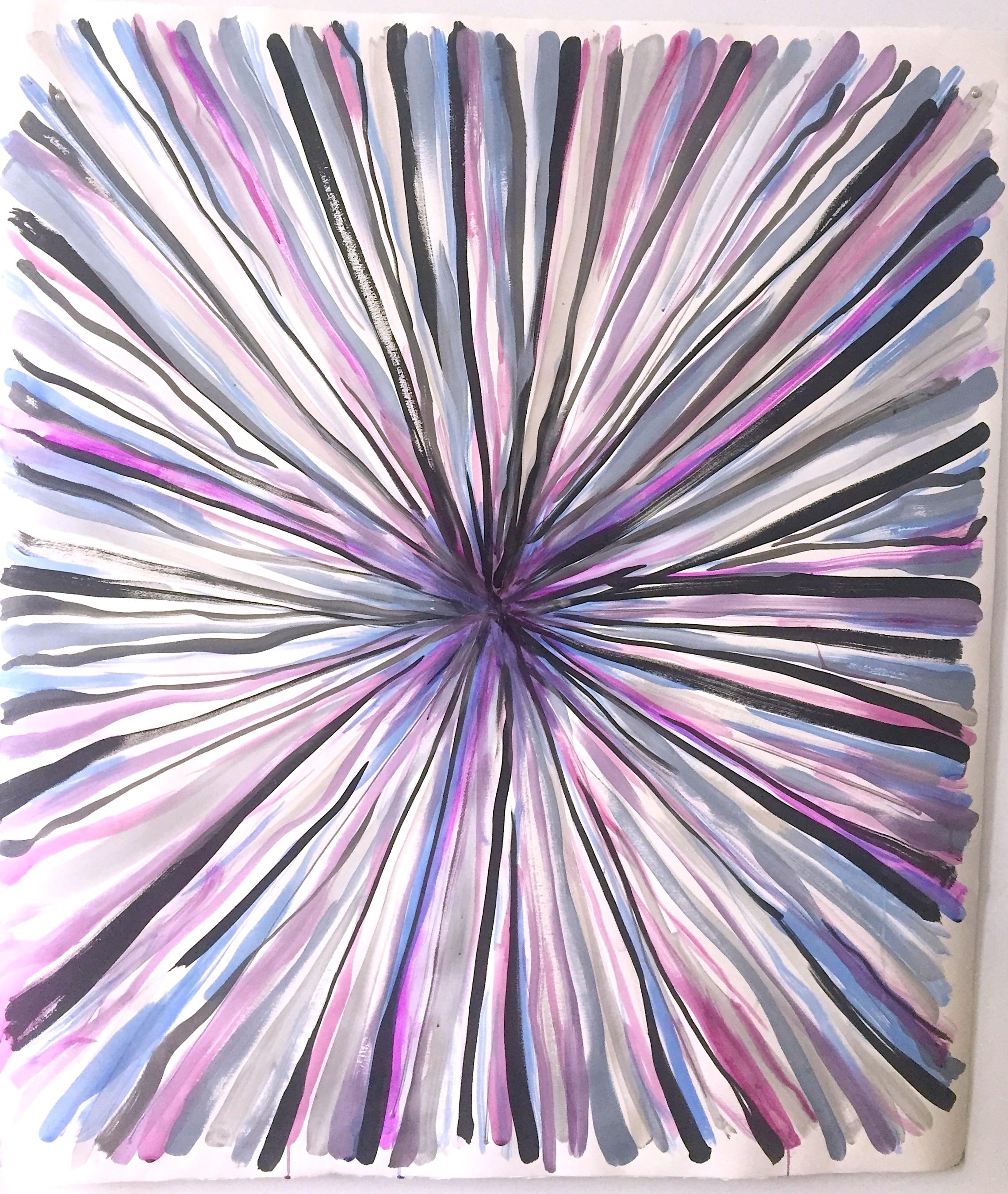 Nina Bovasso Figurative Painting - Large Purple and Silver Vortex work on paper