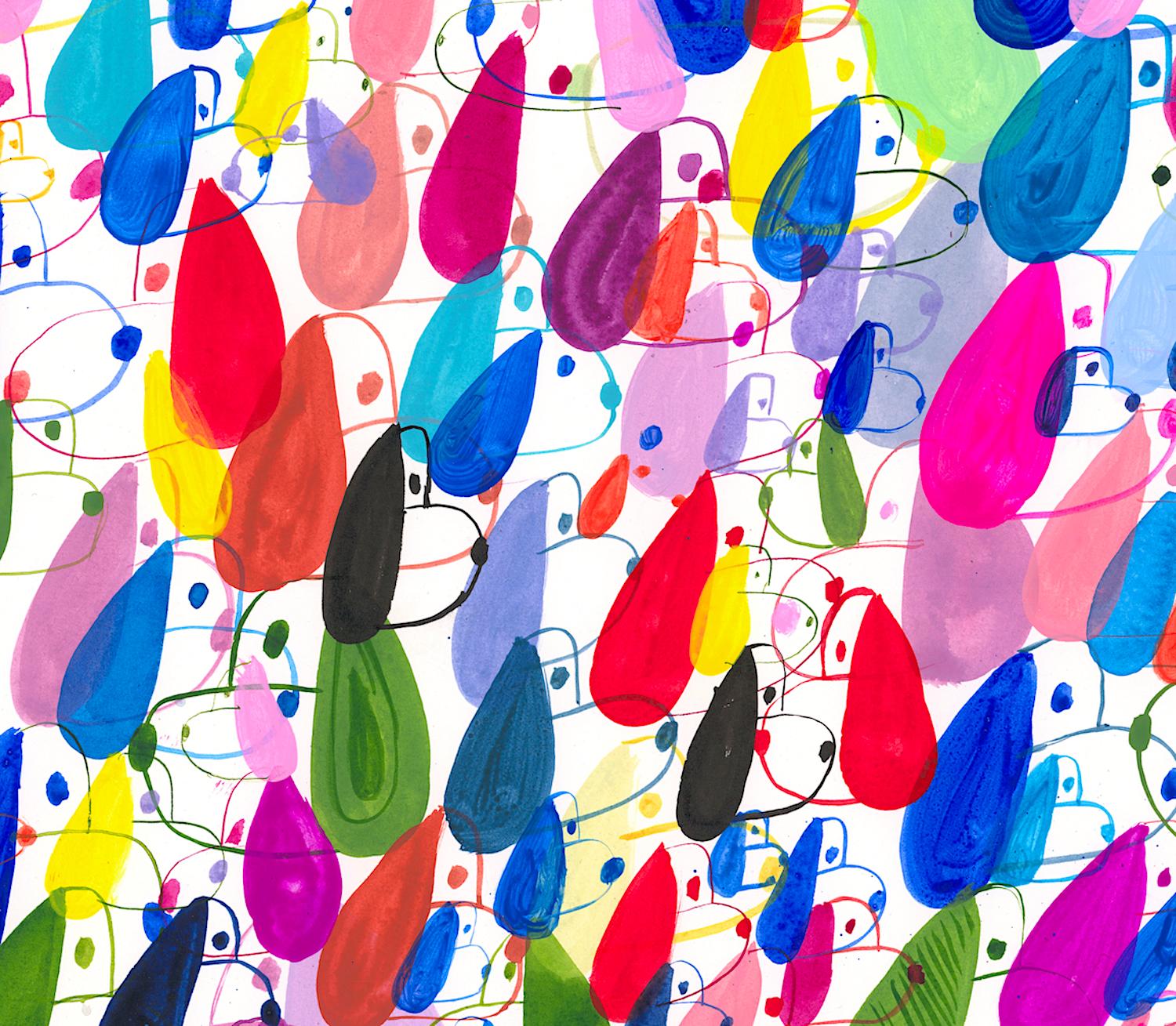 Mehrfarbige Allover-Schnoopies 2 – Painting von Nina Bovasso