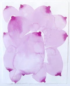 rosa púrpura Multi Tetas uno 16x20 pulgadas Acuarela Pintura 