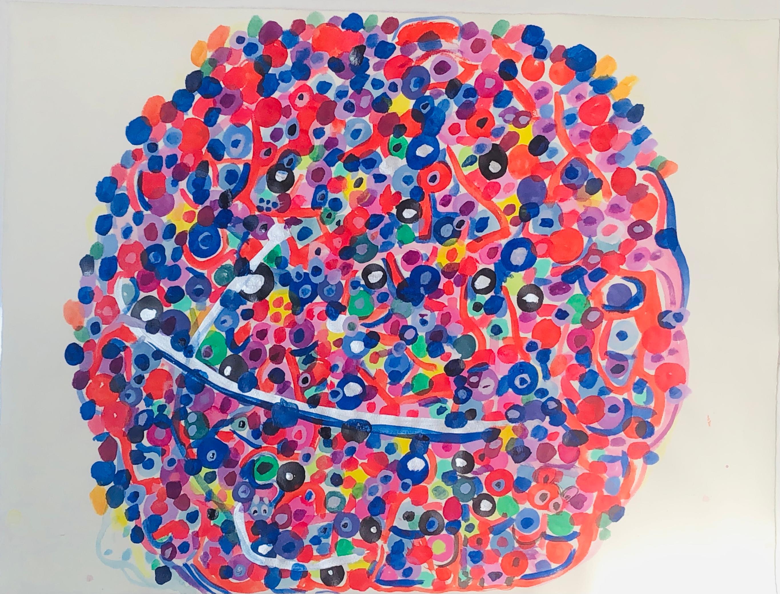 Nina Bovasso Abstract Painting – Roter Ball der Bälle