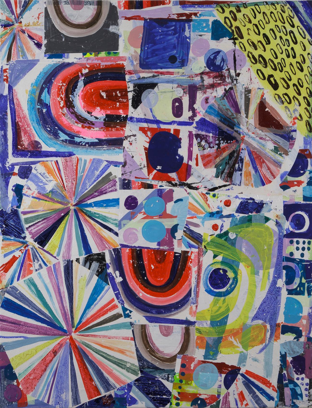 Nina Bovasso Abstract Painting - Wheels (Transfer Painting)