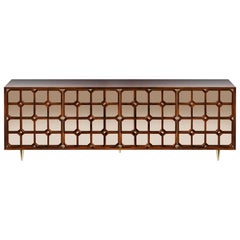 Crédence Nina - Détails en bois naturel faits main - Miroir en bronze 240