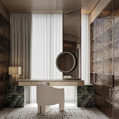 Nina Dining Chair by Nolita Harbour: Bouclé Seat & Walnut Frame