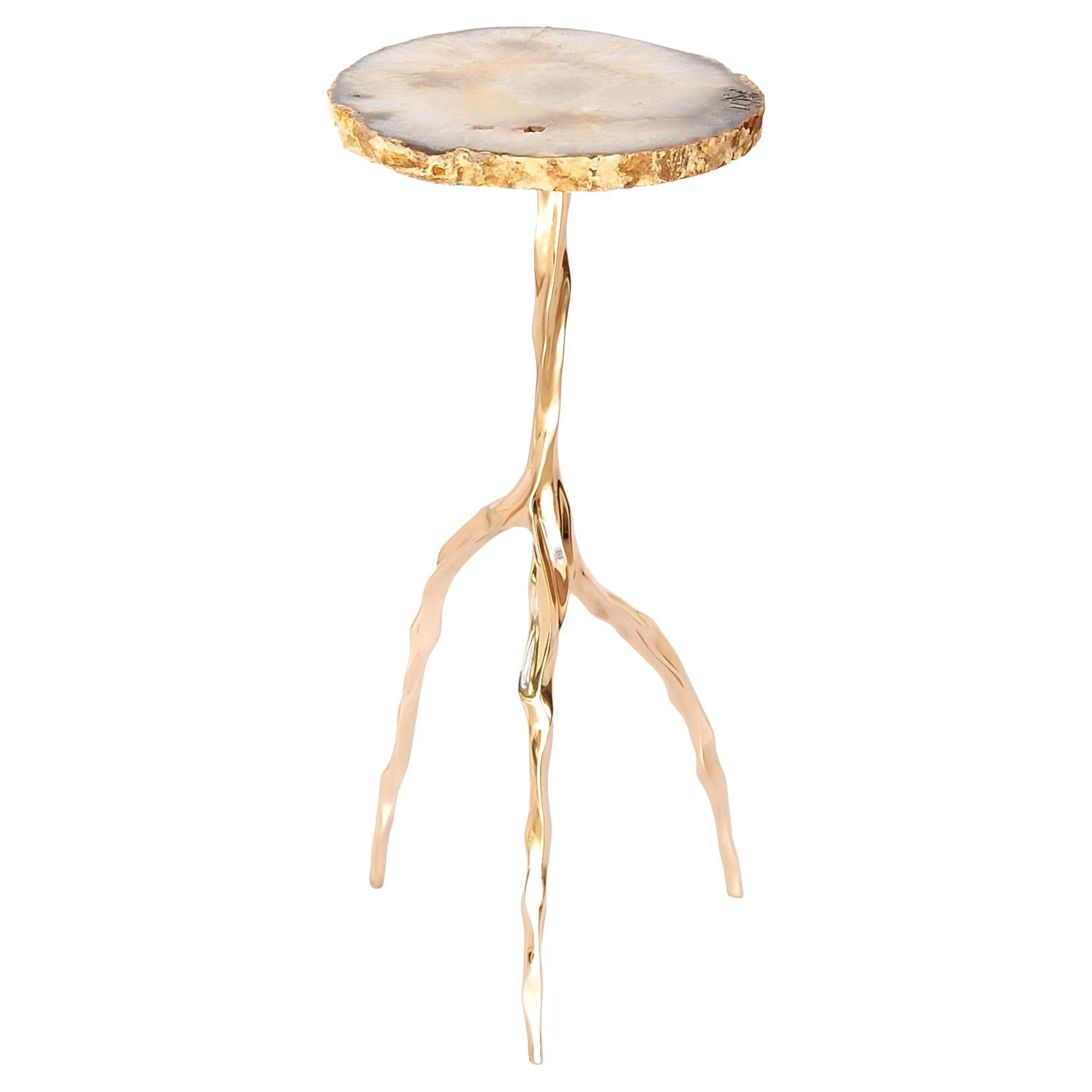 Nina Drink Table with Agate Top by Fakasaka Design For Sale