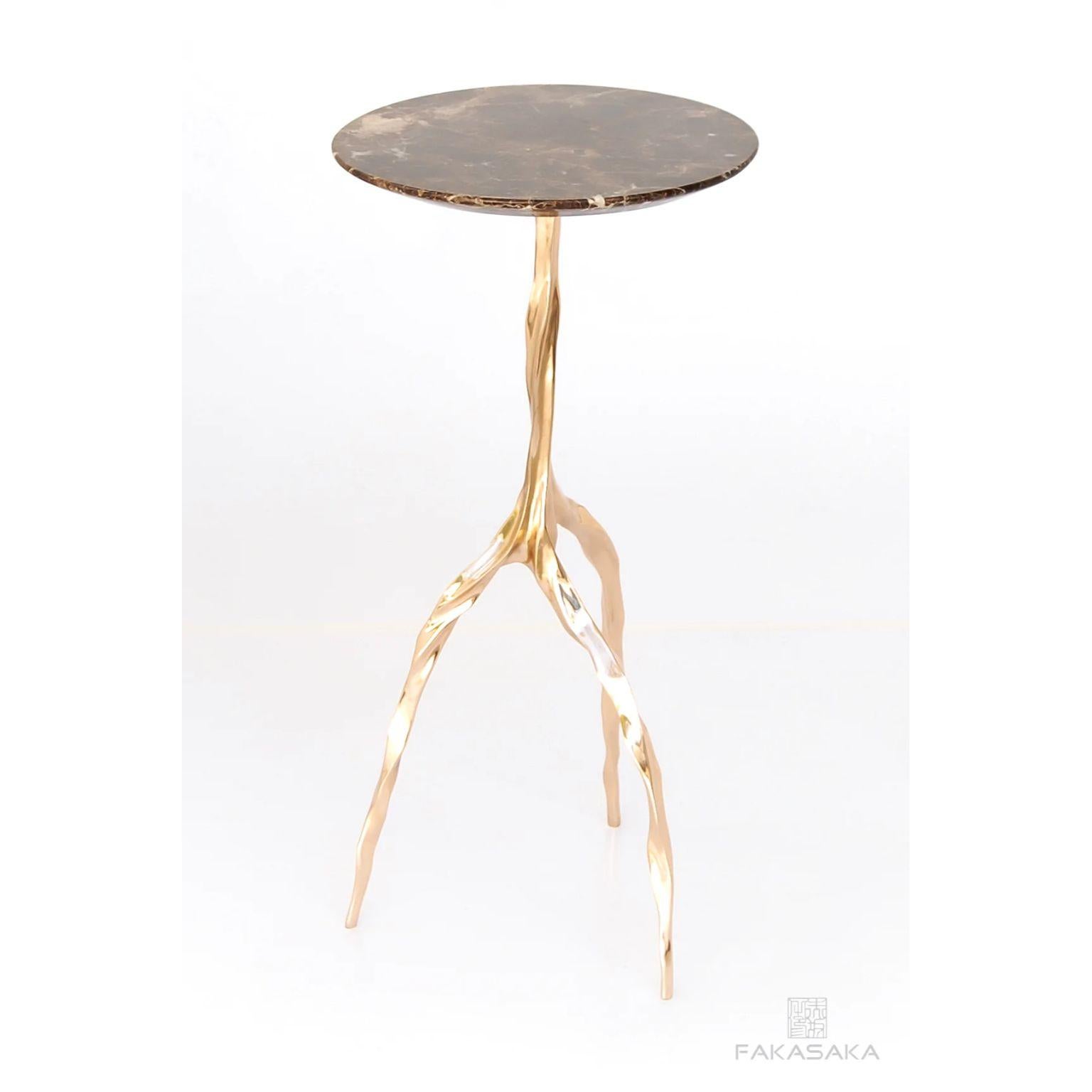 Other Nina Drink Table with Marrom Imperial Marble Top by Fakasaka Design For Sale