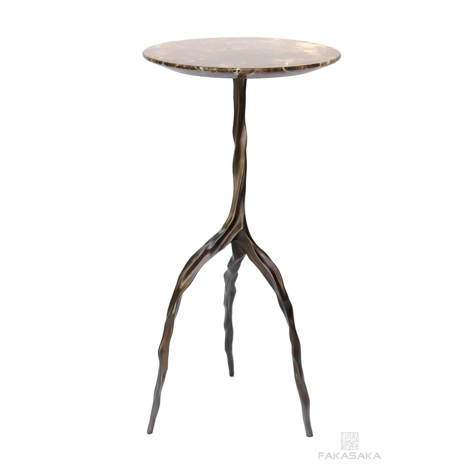 Nina Drink Table with Marrom Imperial Marble Top by Fakasaka Design In New Condition For Sale In Geneve, CH