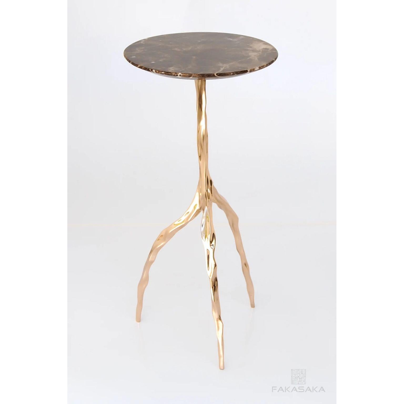 Nina Drink Table with Marrom Imperial Marble Top by Fakasaka Design In New Condition For Sale In Geneve, CH