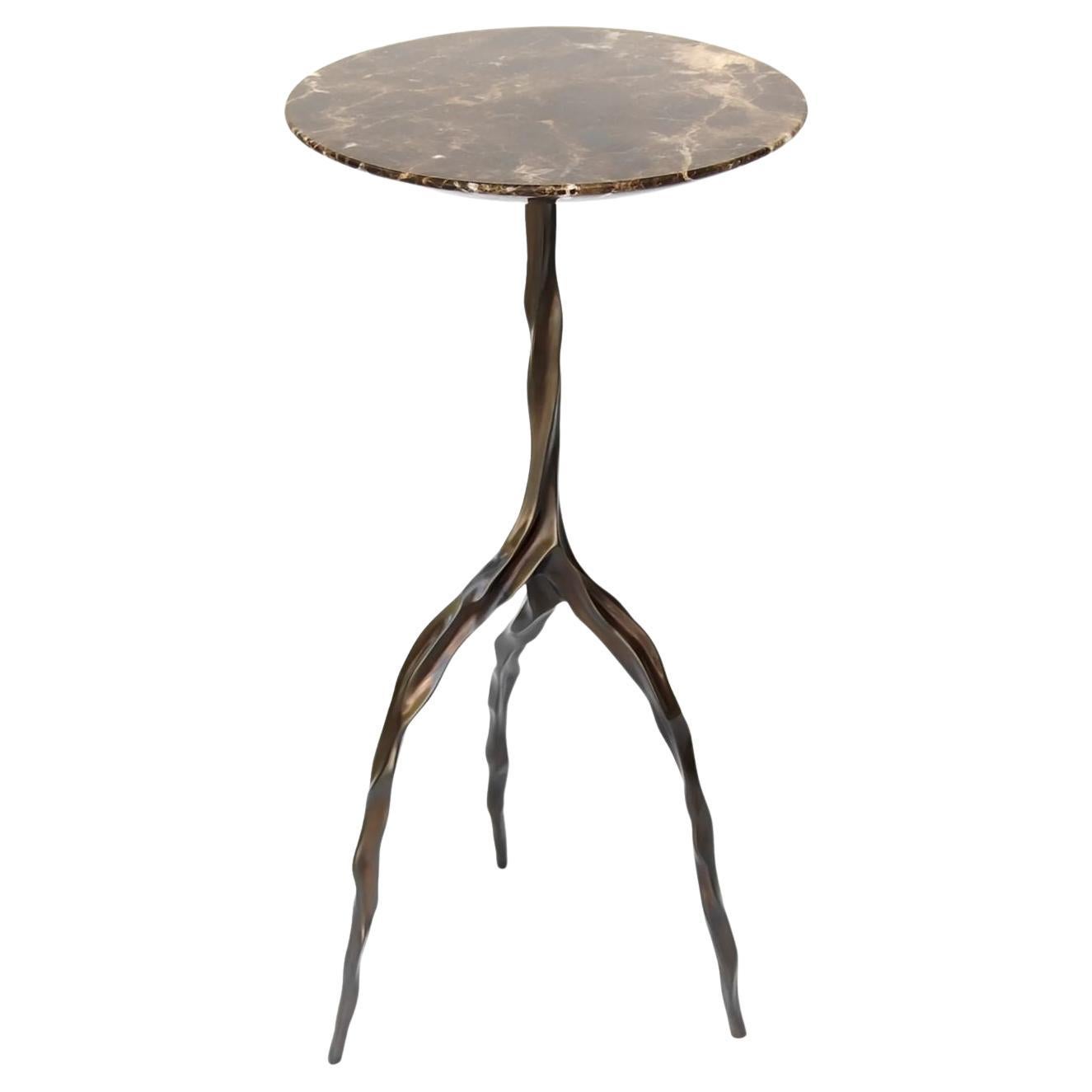 Nina Drink Table with Marrom Imperial Marble Top by Fakasaka Design For Sale