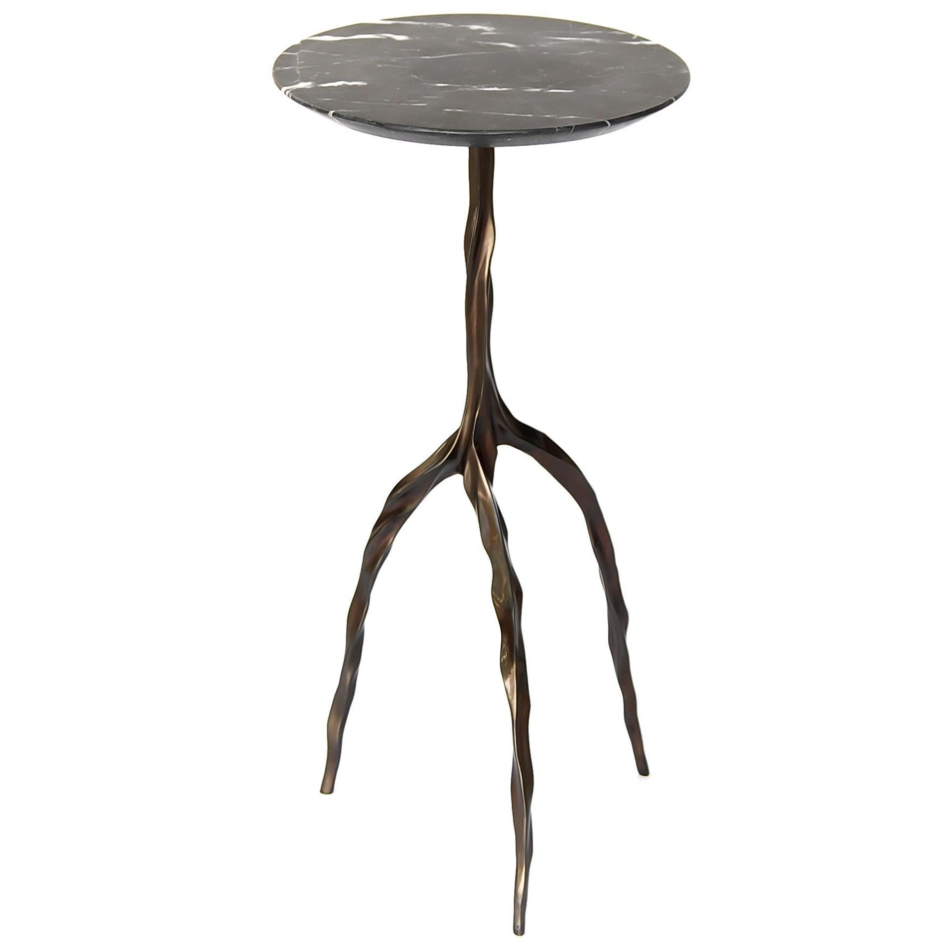 Nina Drink Table with Nero Marquina Marble Top by Fakasaka Design For Sale