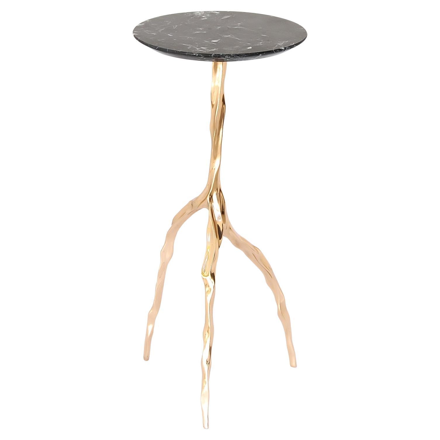 Table à boissons Nina avec plateau en marbre Nero Marquina de Fakasaka Design en vente