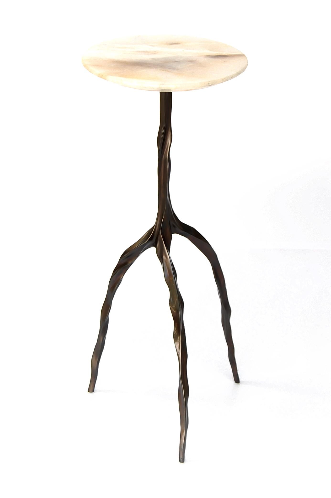 Brazilian Nina Drink Table with Onyx Top by Fakasaka Design For Sale