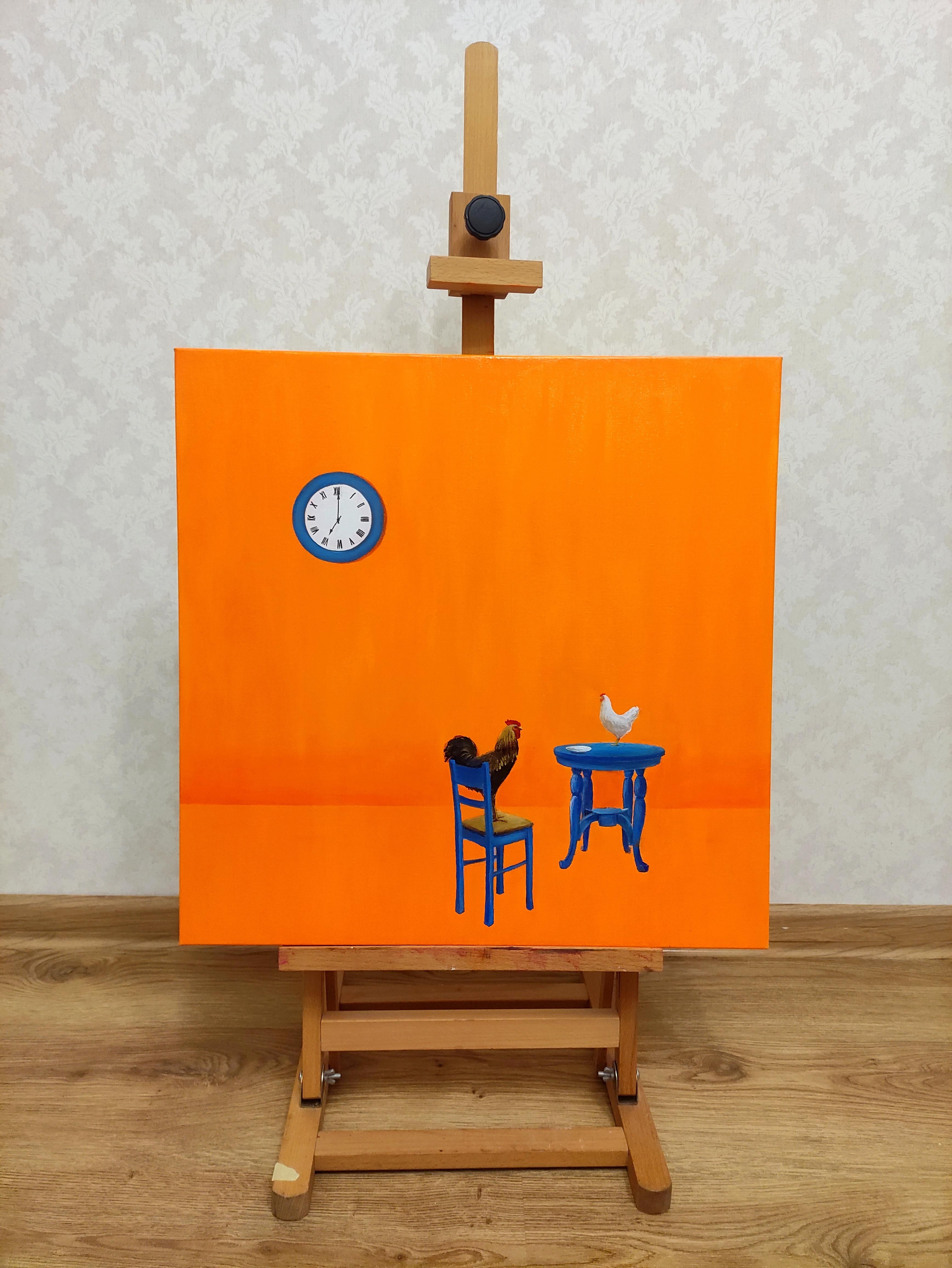 La peinture véhicule une métaphore sur les relations humaines, où chaque partie a ses propres attentes et sa propre vérité. La poule symbolise une personne qui choisit de se réaliser de manière créative au lieu de remplir les rôles habituels. Le