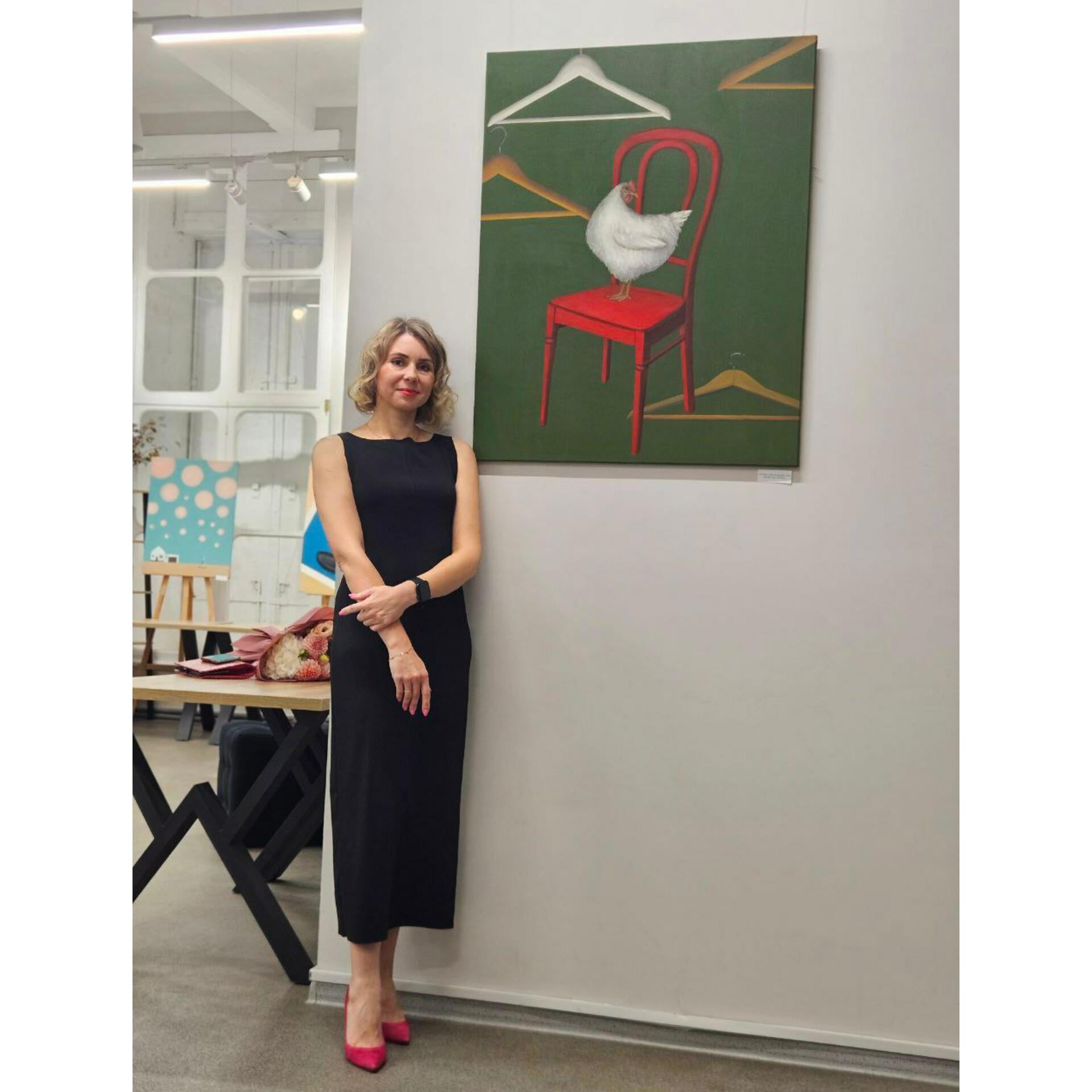 Empty Function — Not a Hanger - Black Animal Painting by Nina Fedotova
