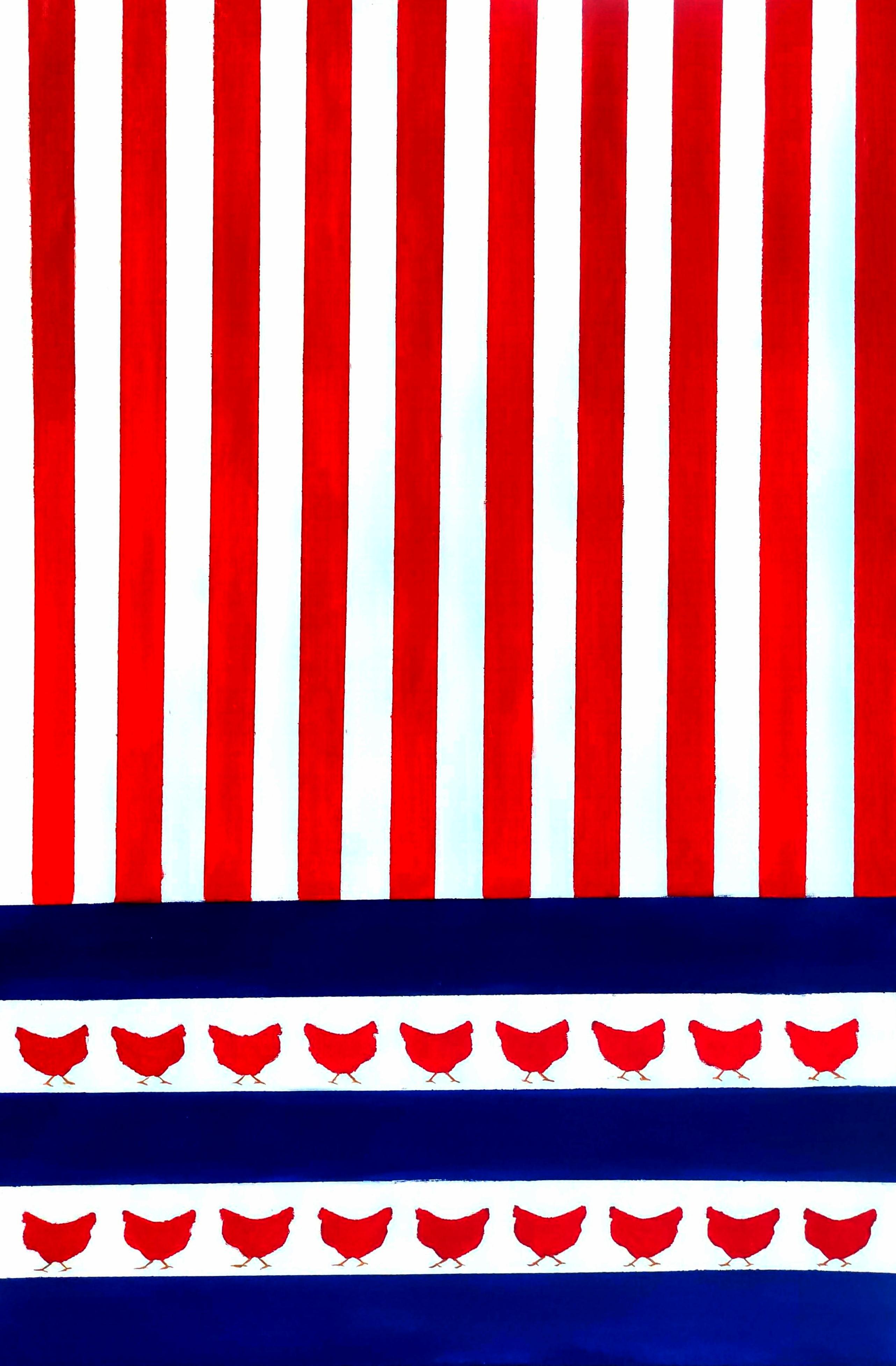 En rythme - Rouge Animal Painting par Nina Fedotova