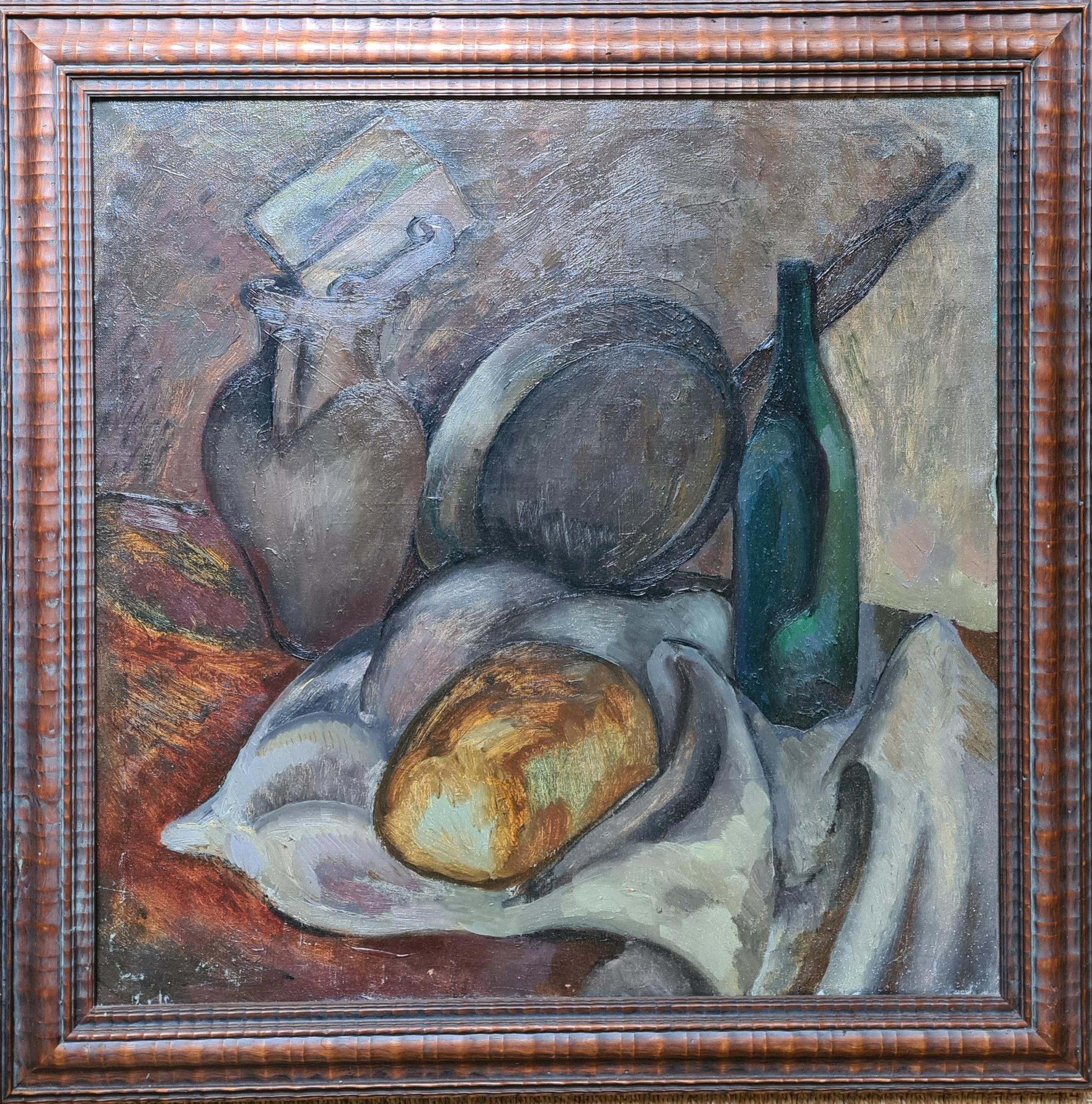 Huile sur toile post-impressionniste, Nature morte à la poêle à frire, d'après Cézanne en vente 12