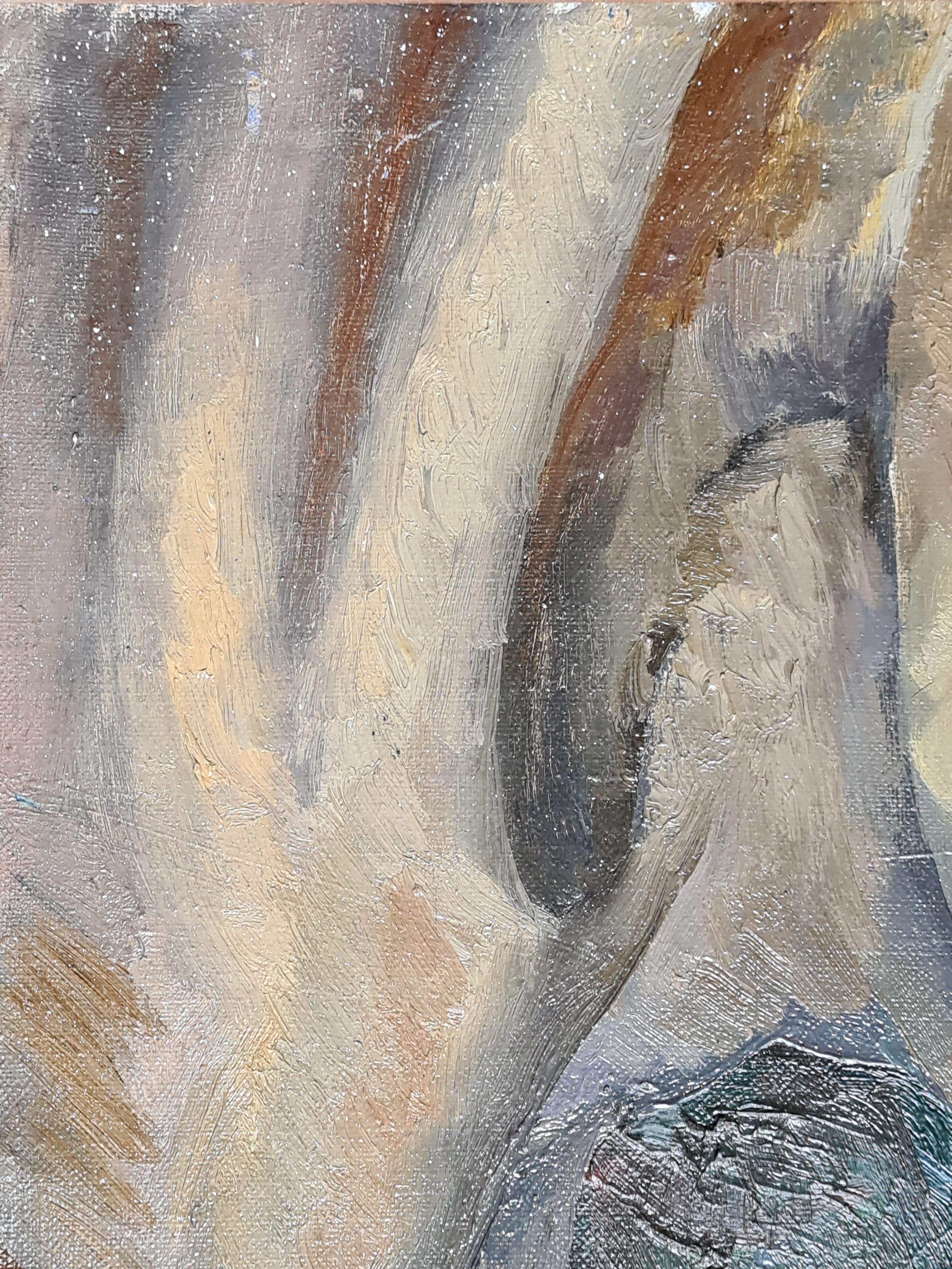 Huile sur toile post-impressionniste, Nature morte à la poêle à frire, d'après Cézanne en vente 2