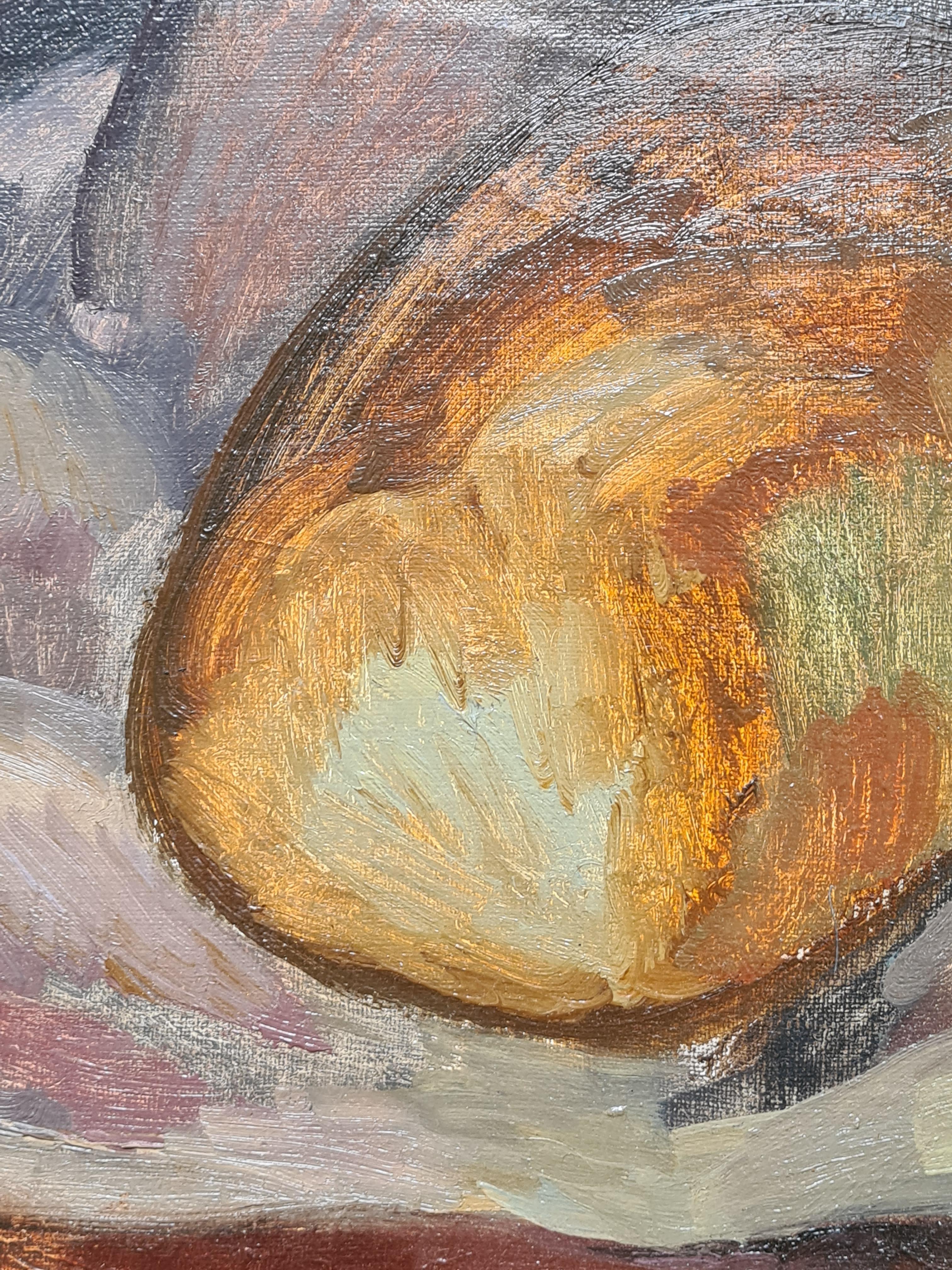 Huile sur toile post-impressionniste, Nature morte à la poêle à frire, d'après Cézanne en vente 4