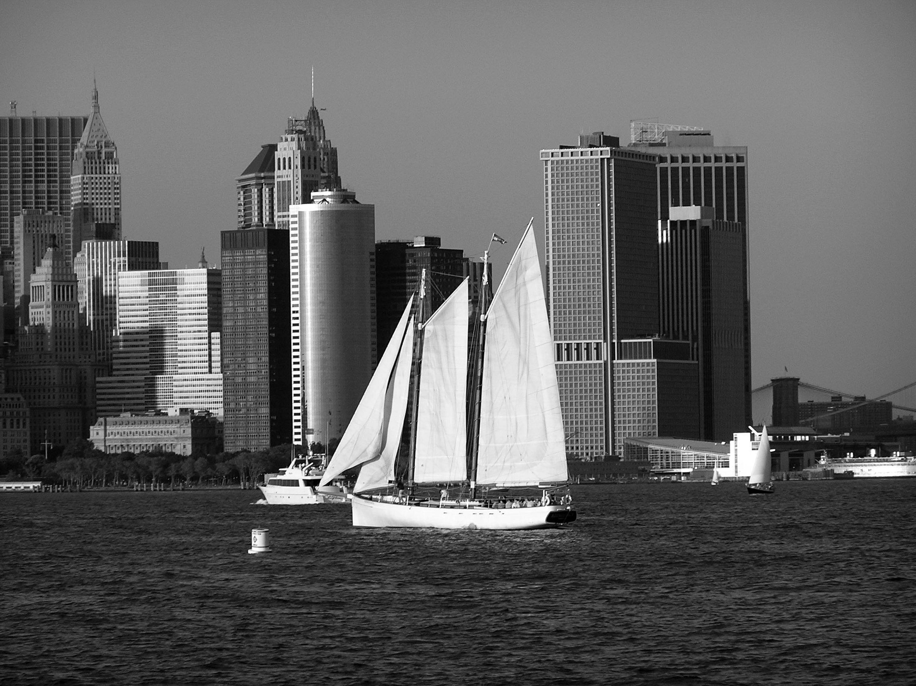 Nina Kraus Black and White Photograph - Sailing Around Manhattan New York Photograph
