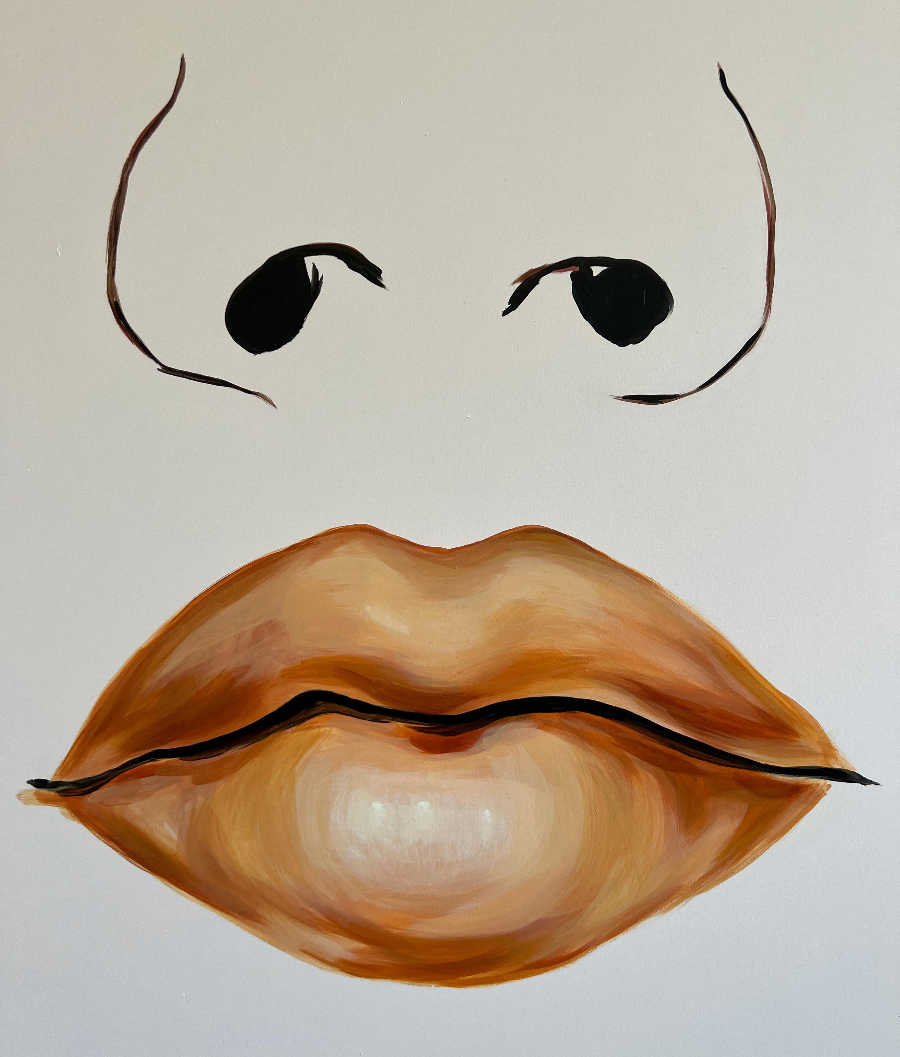 Orange - Face, Woman, Painting, Striking, Large, Contemporary, Minimalist  For Sale 3
