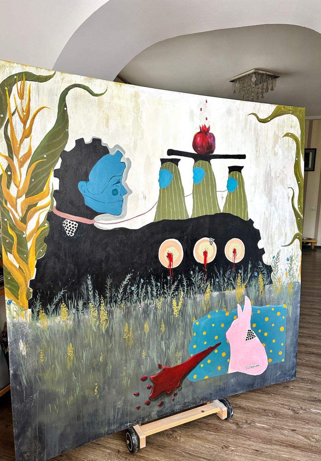 Arte contemporanea georgiana di Nina Narimanishvili - L'illusione della paura in vendita 4