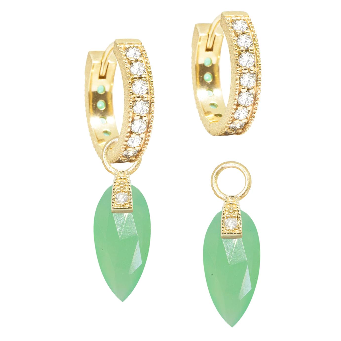 Nina Nguyen Chrysoprase 18 Karat Gold Earrings For Sale