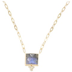 Nina Nguyen Labradorite Square 18 Karat Gold Necklace Bezel-Set