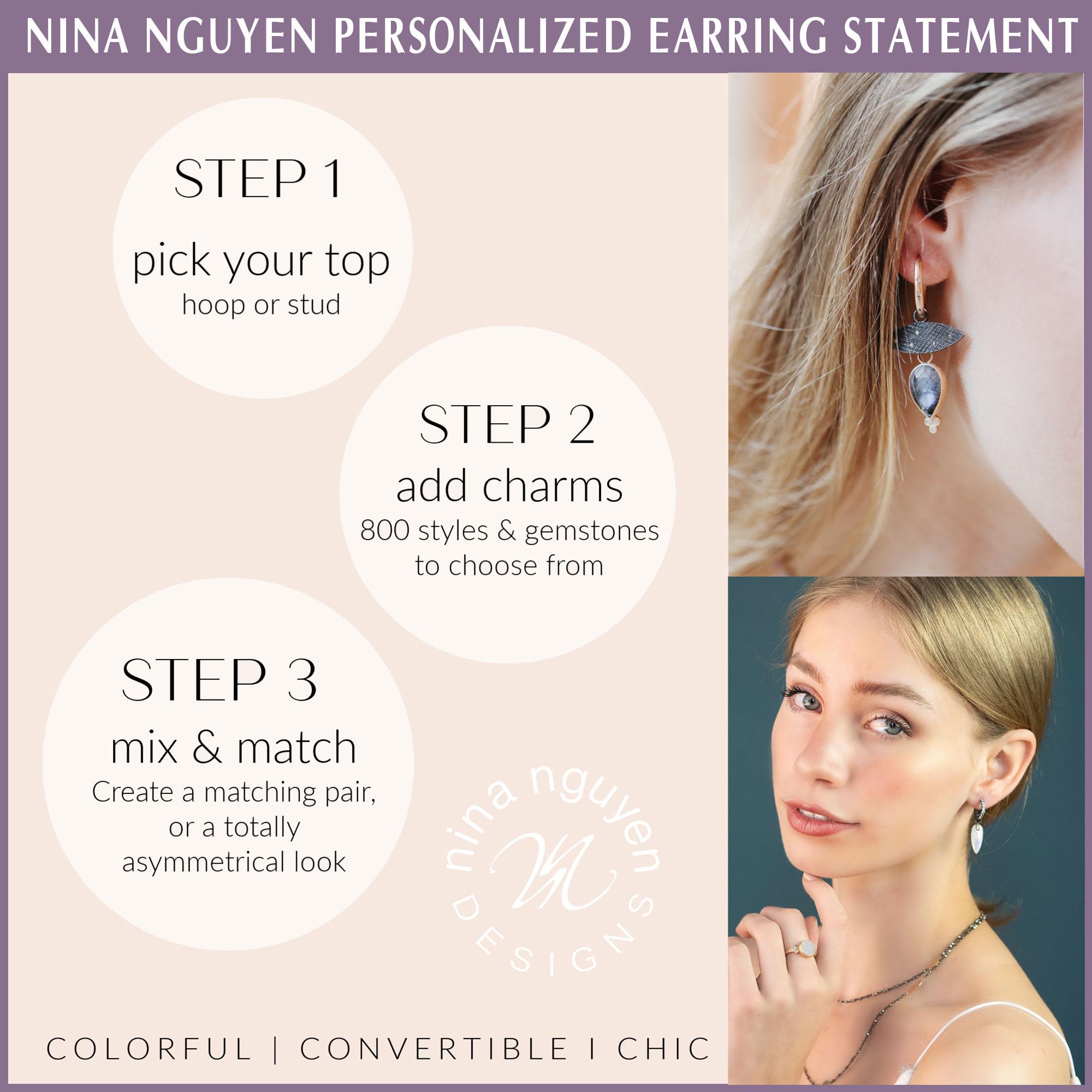 Contemporary Nina Nguyen Opal Doublet 18 Karat Gold Stud Earrings Bezel-Set For Sale