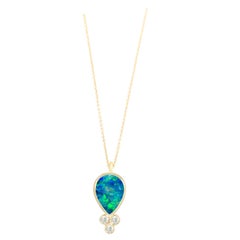 Nina Nguyen Opal Doublet Pear 18 Karat Gold Necklace Bezel-Set