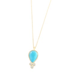 Nina Nguyen Sleeping Beauty Turquoise Pear 18 Karat Gold Necklace Bezel-Set