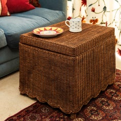 Nina Scalloped Ottoman, Hand-Woven Rattan, Victorian Style, UK Made