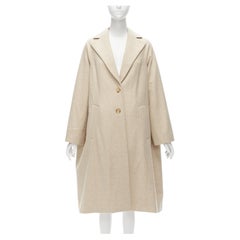 NINA RICCI 100% lana beige chiaro pied de poule cappotto oversize IT34 XXS