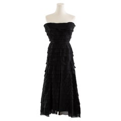 Nina Ricci Haute Couture 1940s Black Tiered Ruffle Strapless Evening Dress (Robe de soirée sans bretelles à volants)