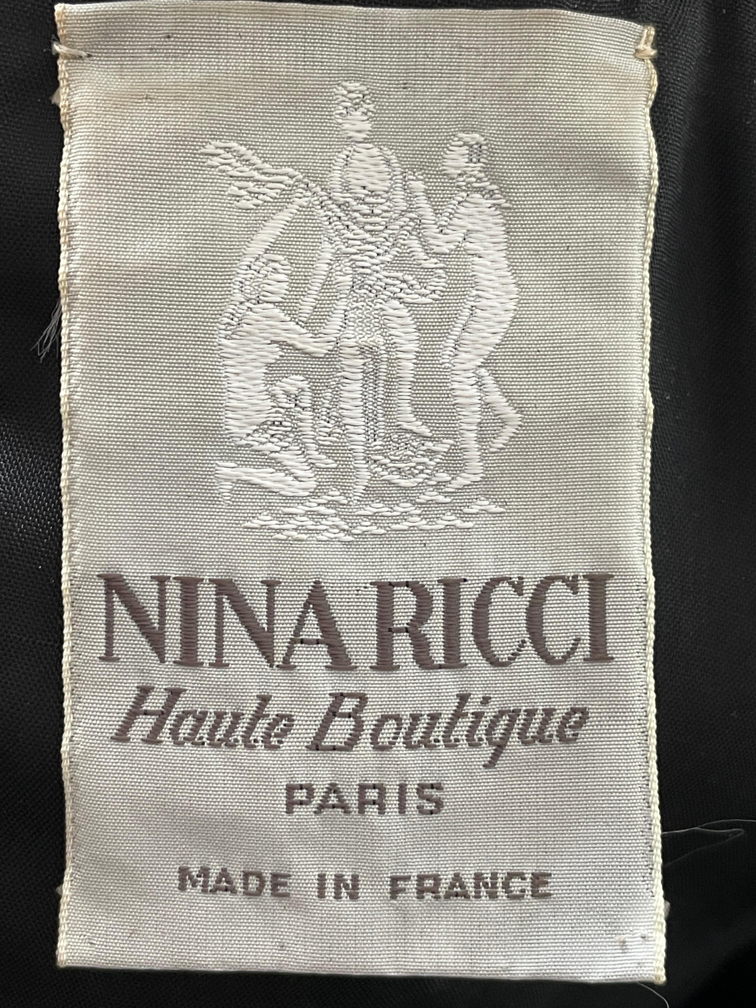 Nina Ricci 1980's Demi Couture Black Velvet Ruffled Dress w Sheer Lace Shoulders For Sale 5