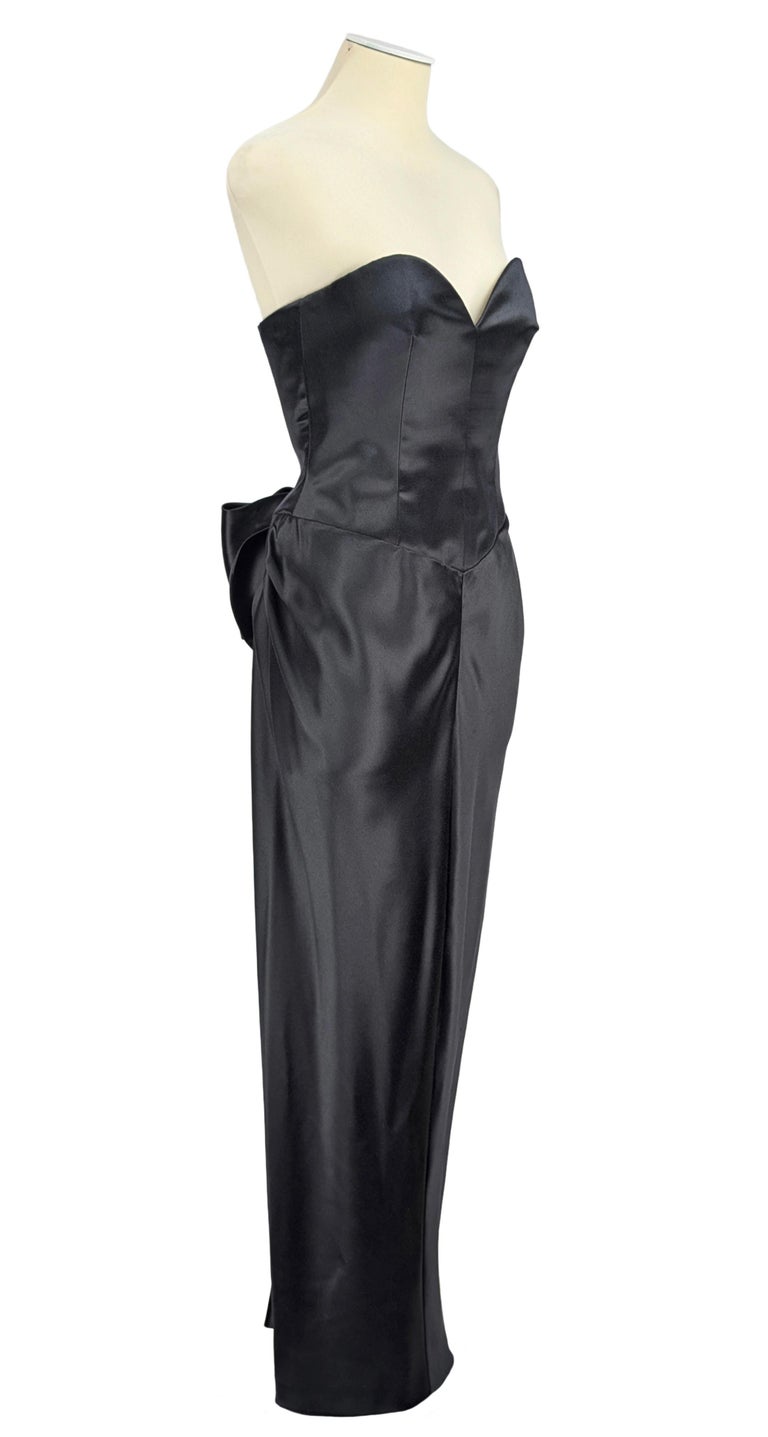 1990 formal dresses Nina Ricci Haute Couture Black Satin Evening Gown with Sweetheart Neckline For Sale at 1stDibs Christmas & Holiday Dresses