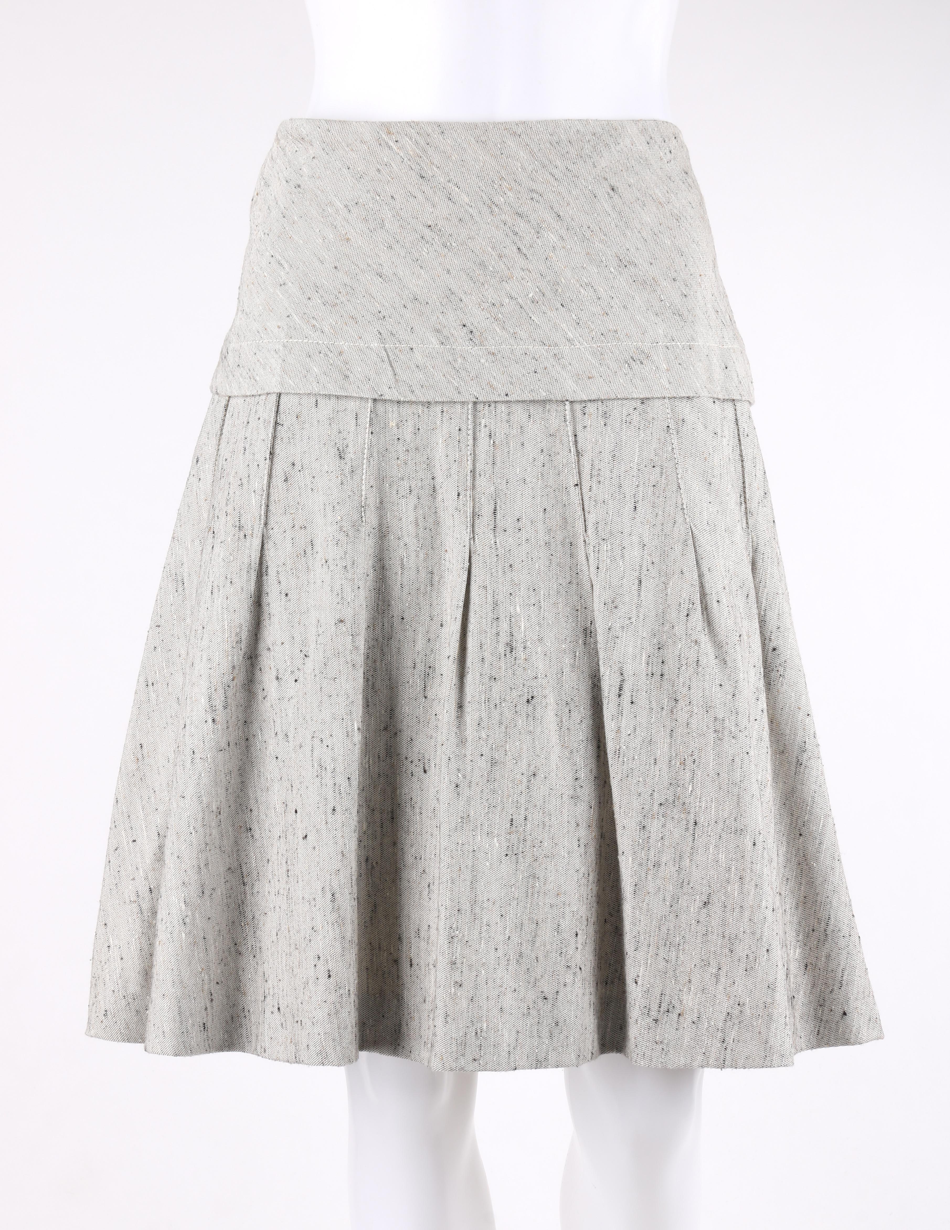 NINA RICCI - Ensemble 2 pièces robe et jupe plissée en tweed de soie gris et noir avec dentelle en vente 1