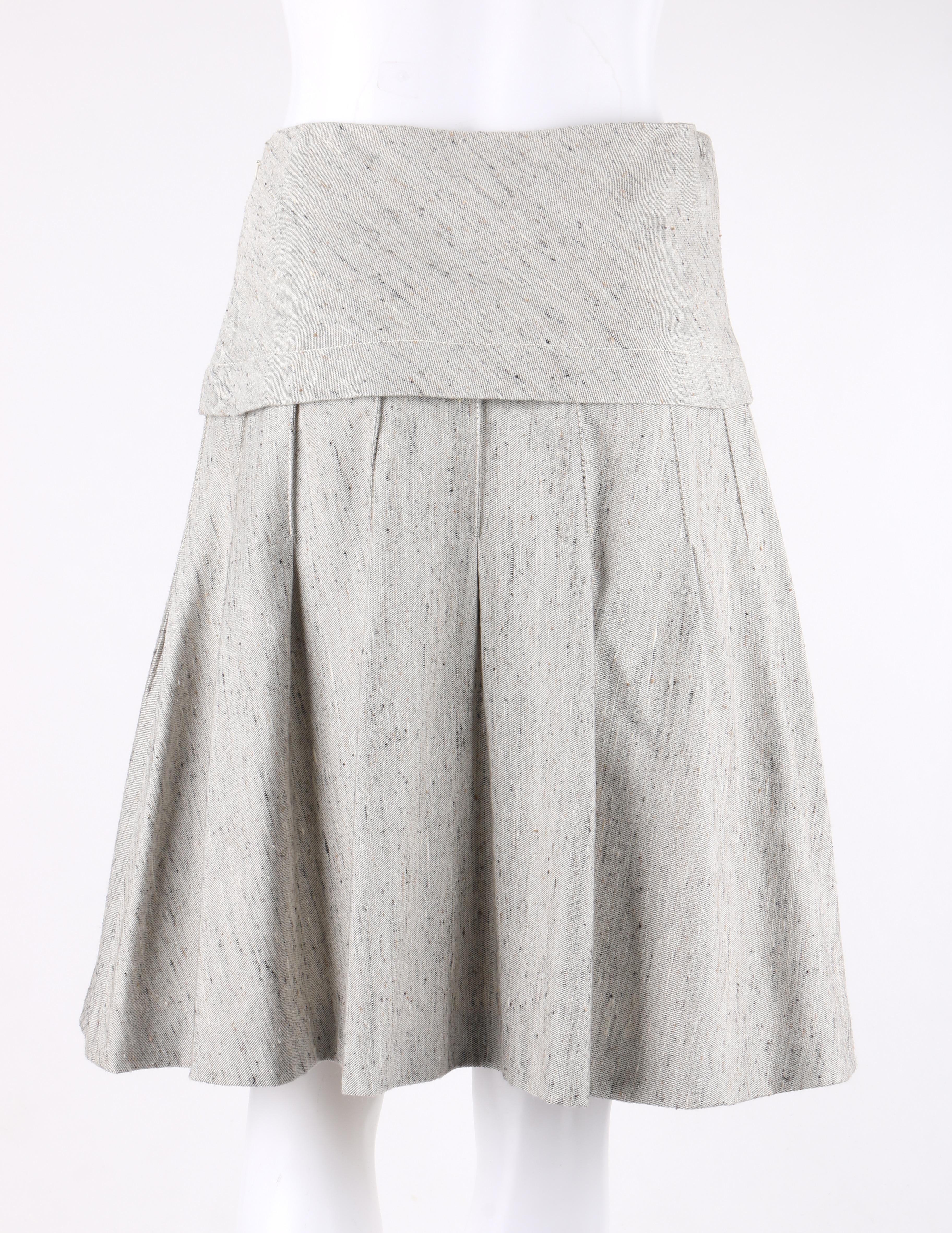 NINA RICCI 2 Pc Gray Black Lace Silk Tweed Dress Jacket Pleated Skirt Suit Set For Sale 1