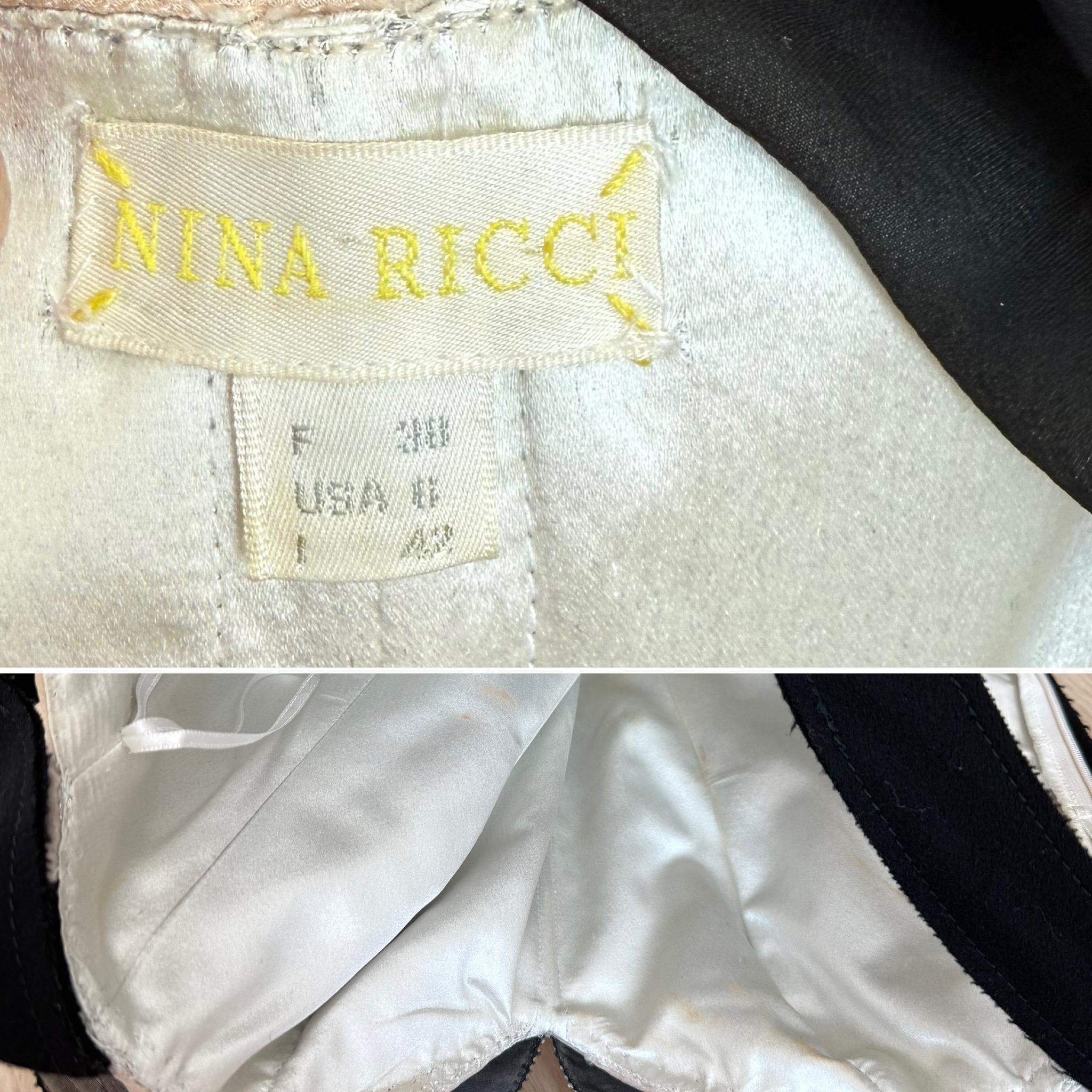 NINA RICCI 2006 Vintage Runway Silk Evening Gown Maxi Dress Pink Black Train For Sale 2
