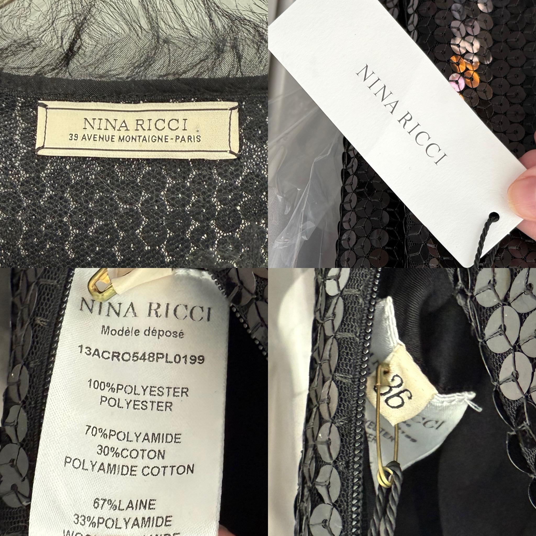 Nina Ricci, abito da sera con lustrini neri, maxi vestito in pizzo, passerella vintage del 2013 in vendita 5
