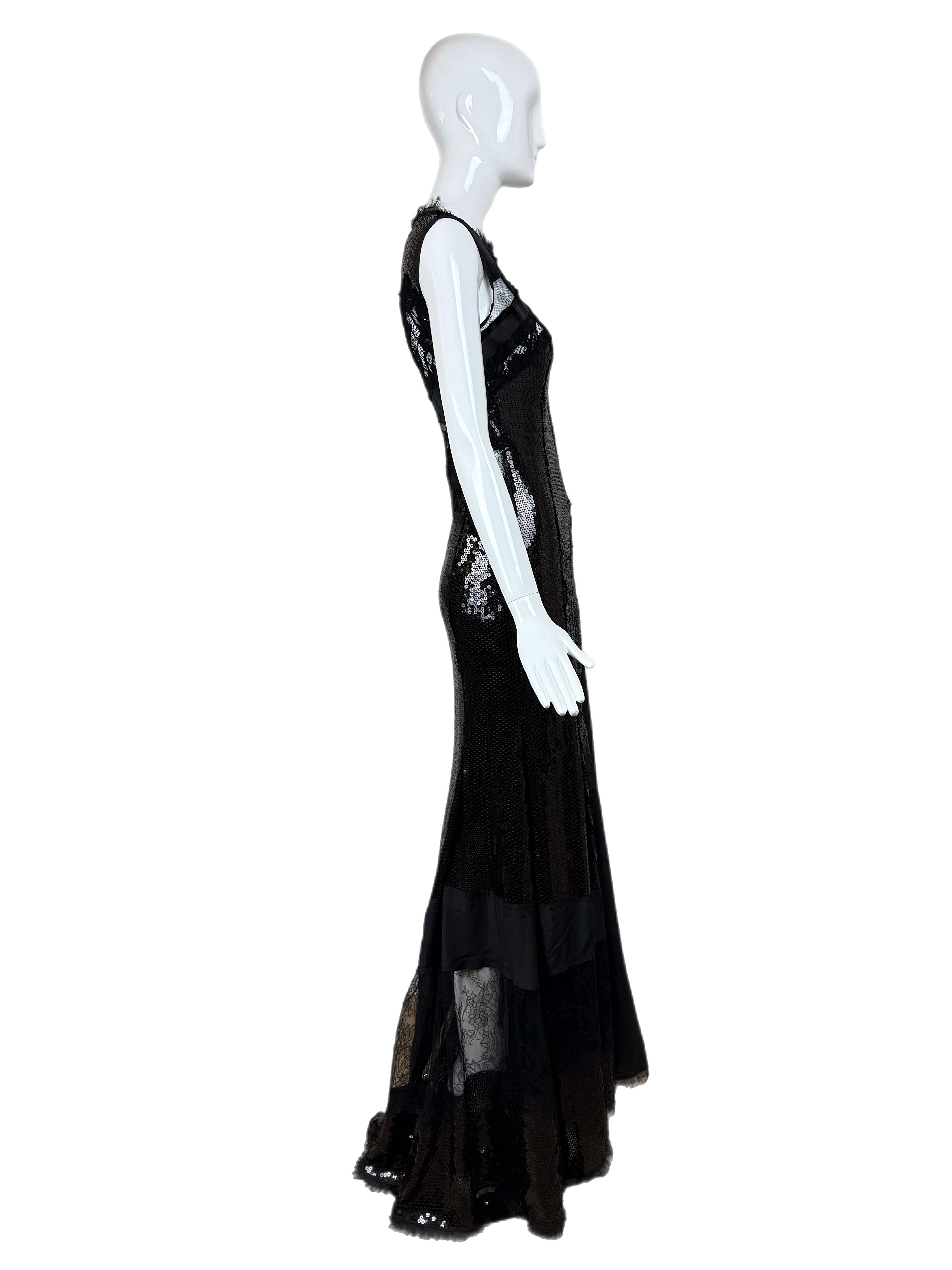 Nina Ricci, abito da sera con lustrini neri, maxi vestito in pizzo, passerella vintage del 2013 in vendita 1