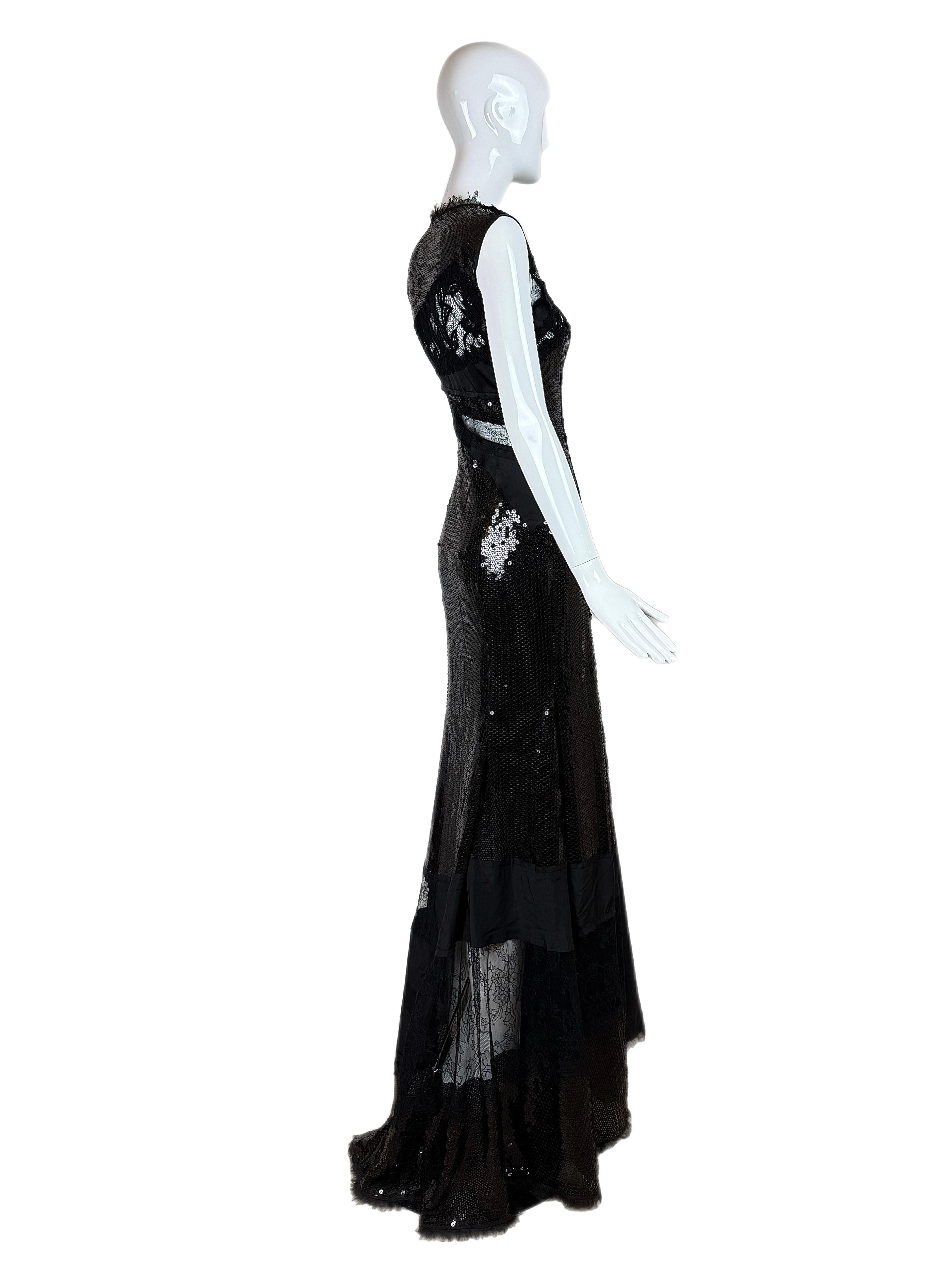 Nina Ricci, abito da sera con lustrini neri, maxi vestito in pizzo, passerella vintage del 2013 in vendita 2