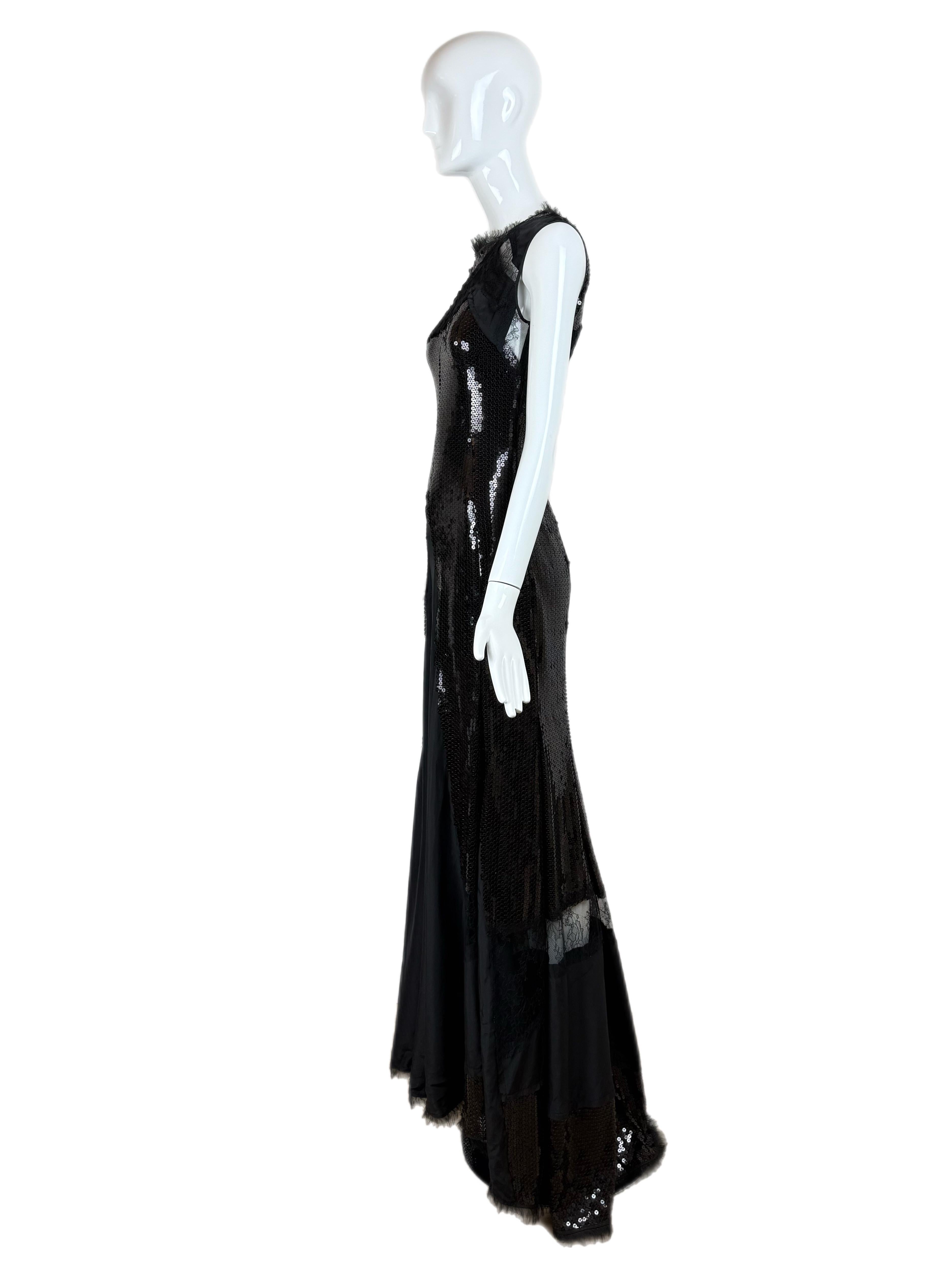 Nina Ricci, abito da sera con lustrini neri, maxi vestito in pizzo, passerella vintage del 2013 in vendita 4