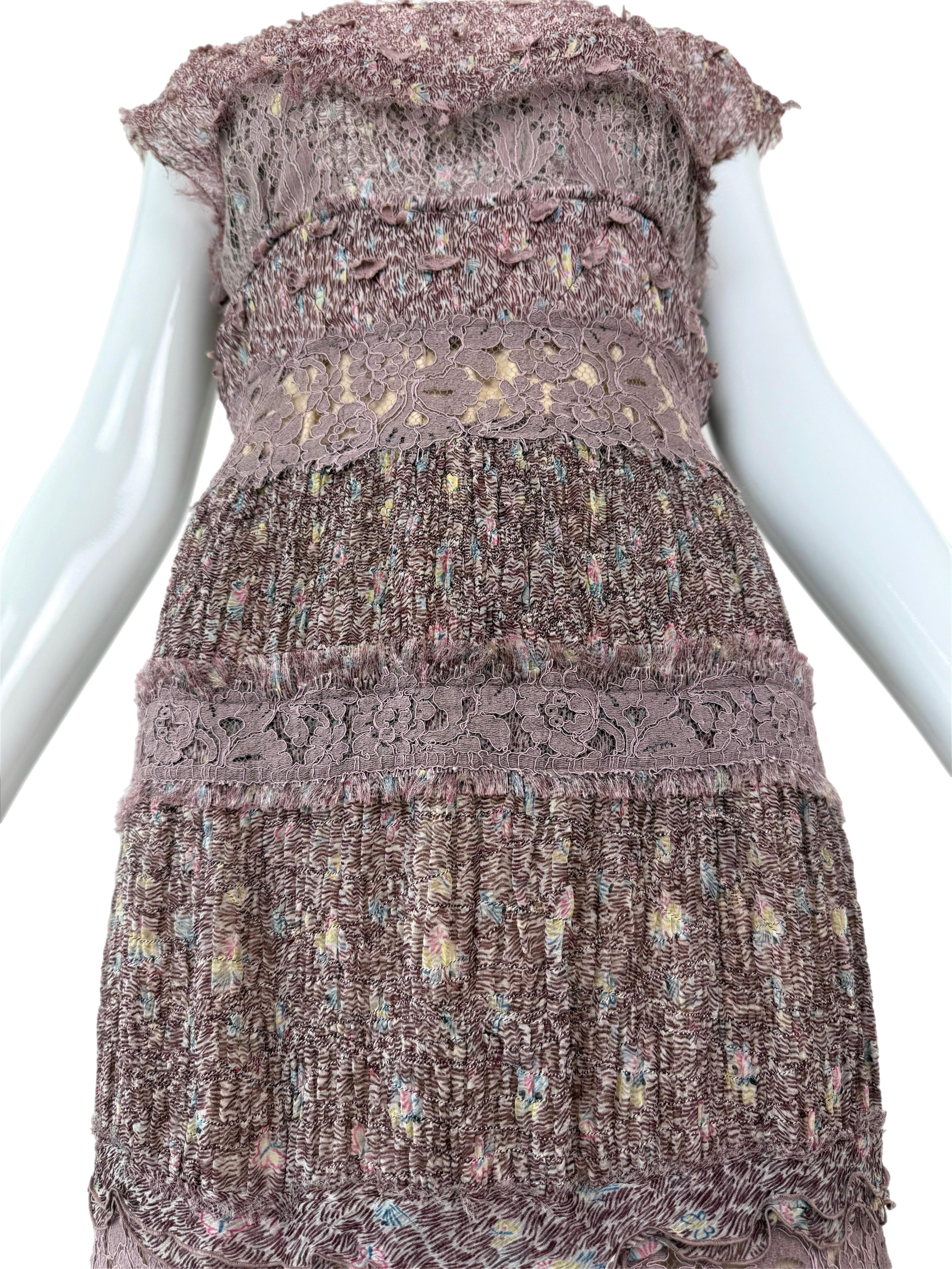 Brown NINA RICCI 2013 Vintage Silk Mauve Ethereal Gown Maxi Dress Floral For Sale