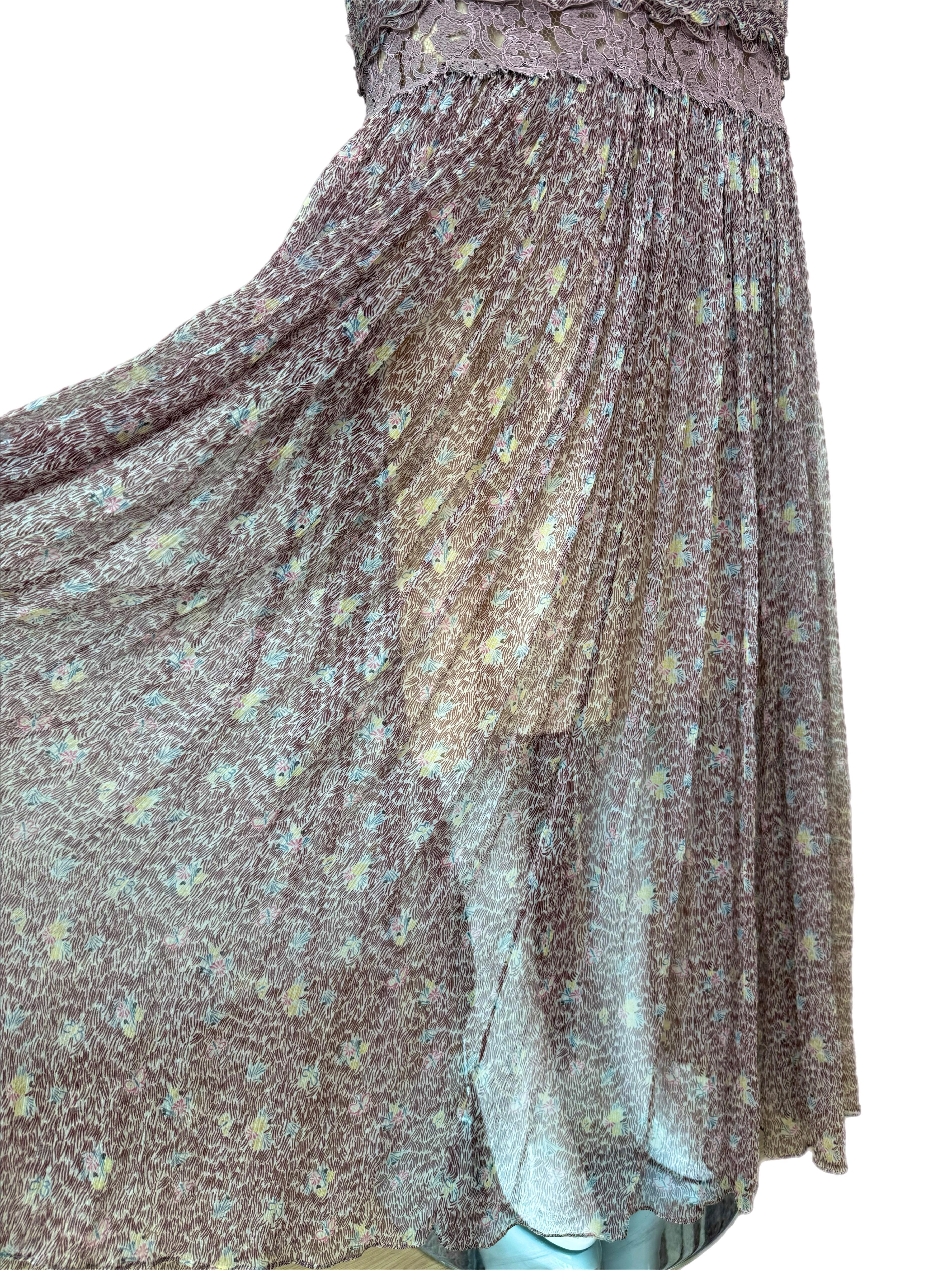 NINA RICCI 2013 Vintage Silk Mauve Ethereal Gown Maxi Dress Floral For Sale 2