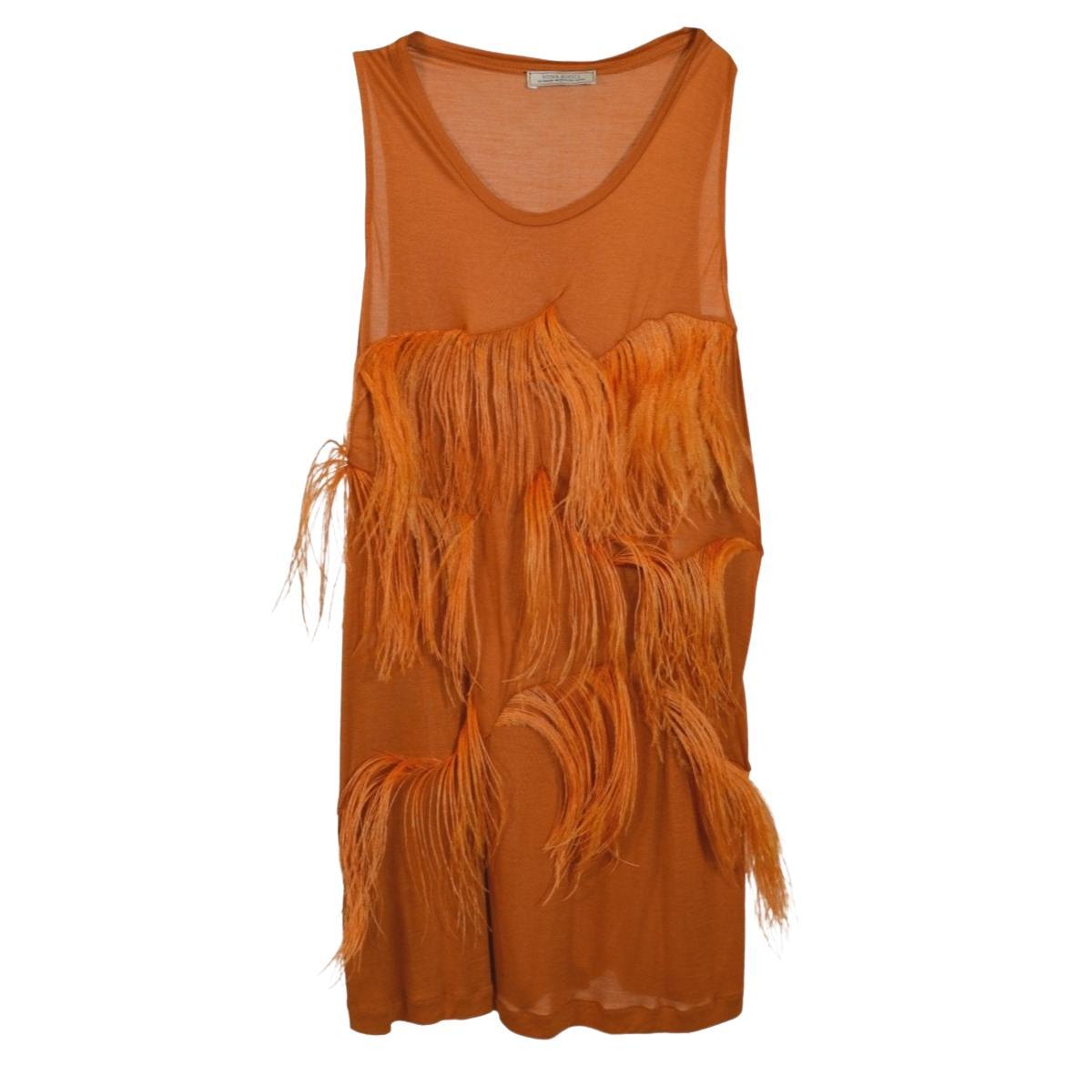 Nina Ricci Amber Feather-embellished stretch-jersey top FR 40 For Sale