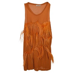 Nina Ricci - Haut en jersey stretch orné de plumes, couleur ambre, taille FR 40