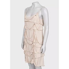 Nina Ricci Beige Beaded Silk Slip Resort 2009 Dress Sz.38