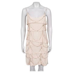 Nina Ricci Beige Perlen Seide Slip Resort 2009 Kleid Sz.38