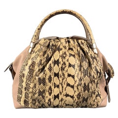 Nina Ricci Borsetta Satchel in pelle di vitello mista beige e marrone
