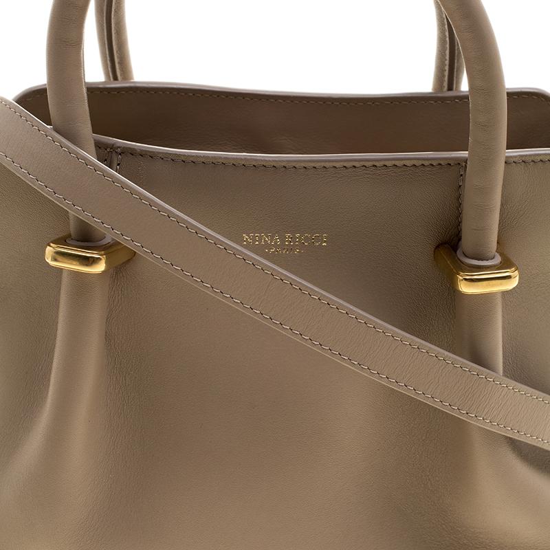 Nina Ricci Beige Leather and Suede Small Marche Tote 1